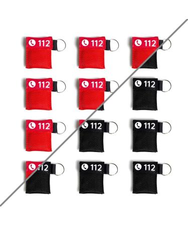 Beating mask key trailer DIN 13154 |red or black |Flexeo |CPR mask |Mouth to Mouth ventilation protection |Ventilation cloth |Resuscitation protection |First aid (24 pieces black) 24 pieces black