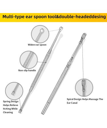 9 Pcs Ear Pick Earwax Removal Kit Ear Cleansing Tool Set Ear wax Removal Tool Ear Curette Ear Wax Remover Tool with a Cleaning Brush and Storage Box Medical Grade for Children and Adults Silver - Buy Online on GoSupps.com