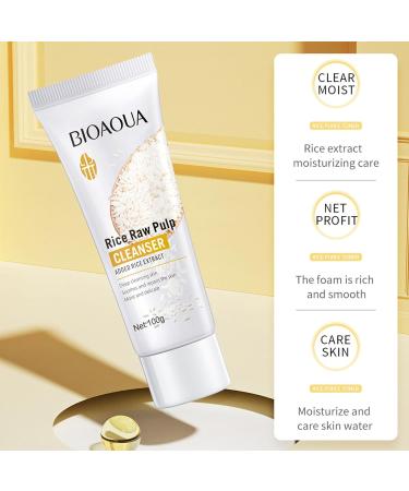 Rice Puree Cleansing Foam Refreshing Face Wash Rice Bran Extract and Rice Powde Hydrating Face Cleanser with Rice Bran & Ceramides Firming Bubble Facial Foam Cleanser for All Skin Type(100G) - Buy Online on GoSupps.com