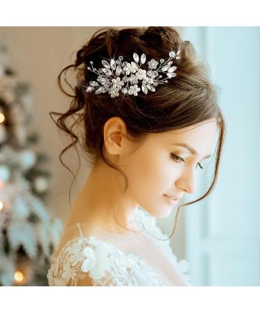 Bride Wedding Hair Pins Set - Rhinestone Clips & Pearl Combs | Elegant Bridal Hair Accessories for Women Girls | 3 Types in Silver - Buy Online on GoSupps.com
