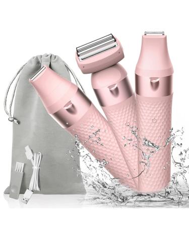 SCDOM intimate razor for women electrically 3 in 1 razor women intimate area Electrically with double float foils and non -slip silicone handle electric shaver for bikini zone arms legs armpits pink