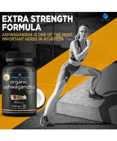 Organic Ultra High Strength Ashwagandha Root 2250mg with MCT Oil & Black Pepper - 90 Vegan Capsules for Stress & Immune Support - Buy Online on GoSupps.com