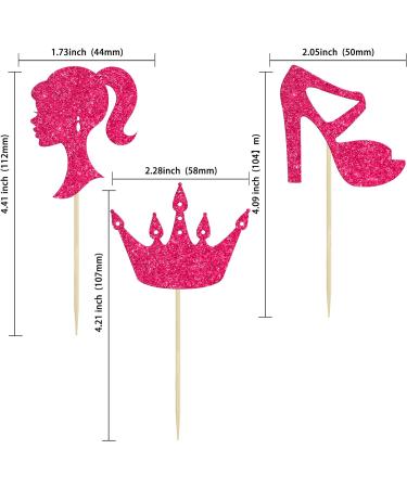 Ephlyn 24Pcs Hot Pink Glitter Princess Cupcake Toppers Doll Head High Heel Cupcake Topper Girl Birthday Theme Cupcake Picks for Baby Shower Girls Birthday Party Supplies Rose Red Style 3 Rose Red - Buy Online on GoSupps.com