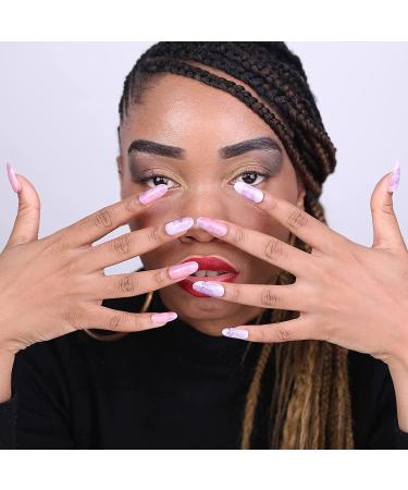 MOMSON Gradient Purple and Pink Marble Gel Nail Strips - 20 Full Gel Polish Stickers for Women - Elegant Purple Marble Manicure Kit - Buy Online on GoSupps.com