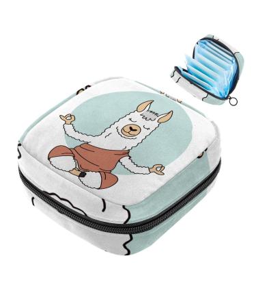 Menstruation pad bag with zipper women's napkin bag tampons collective bag for women and girls (do yoga animal alpaca) color 1