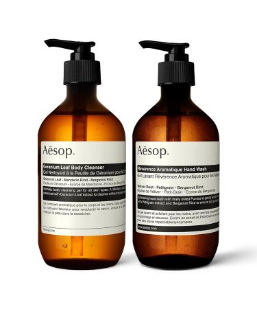 Aesop Reverence Aromatique Hand Wash & Geranium Leaf Body Cleanser | Paraben Cruelty-free & Vegan | 16.9 oz Pack of 2 Mint