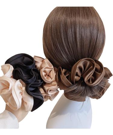 scicent Large Silk Scrunchie 2 Pieces Solid Satin Hair Ties Soft as Such Silk Elastic Scrunchie Daily Hair Bands Women's Fashion Headbands - Champagne - Buy Online on GoSupps.com