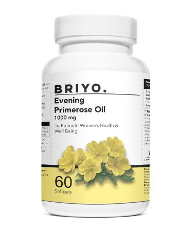 Briyosis Evening Primrose Oil - 60 Liquid Filled Capsules- 1000 mg Softgel