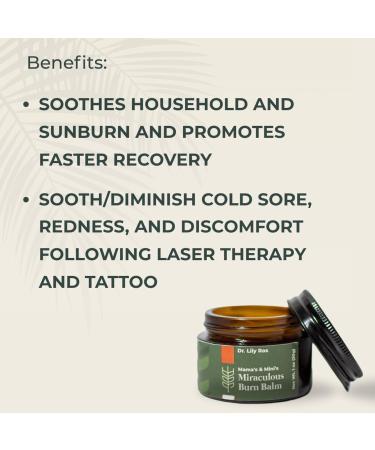 Dr. Lily Ros Organics All Natural Burn Skin Soothing Balm - Sunburn Tatoos Windburn Dry Cracking Skin | For Kids and Parents Pregnancy Safe - Buy Online on GoSupps.com