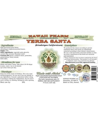 Yerba Santa Alcohol-Free Liquid Extract - 2 fl. oz - Natural Herbal Supplement by Hawaii Pharm USA - Buy Online on GoSupps.com