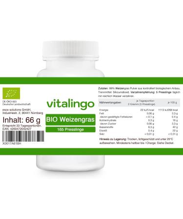 Organic Wheatgrass Pellets - 400mg Tablets (165 Count) - DE- KO-001 Certified for Quality - International Shipping Available - Buy Online on GoSupps.com