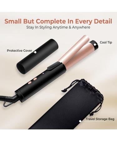 Mini Curling Iron 1 inch Double Voltage Travel Size Curling Iron Wand for Short Medium Hair 160 C/180 C/200 C 3 Temp Adjustable 20s Fast Heating Hair Curler Wand with Storage Bag & Protect Cover - Buy Online on GoSupps.com