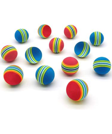 VOVIGGOL 12 Pack 2 Color Rainbow Cat Toy Balls Soft EVA Foam Interactive Indoor Kittens Favorite Toys 1.38" Dia. Small Dogs Puppies Toy Balls Bulk Activity Chase Quiet Play Sponge Ball 12Pcs/ 2 Type Color - Buy Online on GoSupps.com