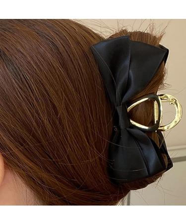 Bow Clips for Women - Satin Hairclips | Nonslip Claw Clip Big Bow Hair Barrette Hair Dress Up Accessories for Birthday Show Black - Buy Online on GoSupps.com