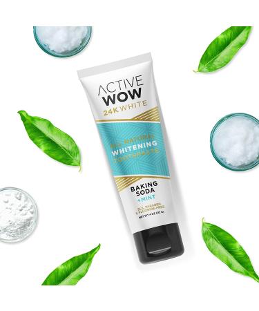 Active Wow 24K White All Natural Whitening Toothpaste with Baking Soda & Mint - 4 oz - Buy Online on GoSupps.com