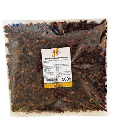Hides Fine Foods - Sun Dried Tomatoes Diced 500g - Suitable for Vegetarians - Baking - Cooking - Italian - Antipasti - Dinner - Rich in Vitamins Minerals and Antioxidants Unflavored 500 g (Pack of 1)