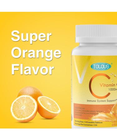 1000mg Vitamin C 120 Chewable Tablets 60 Day Supply Supplement for Immune Support Gluten-Free Orange Flavor 1 Pack 120 Count (Pack of 1) - Buy Online on GoSupps.com