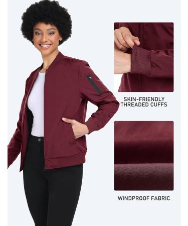 MoFiz Women's Bomber Jacket - Casual Spring & Summer Lightweight Zip Jacket in Red | XXL College Leisure Wear - Buy Online on GoSupps.com
