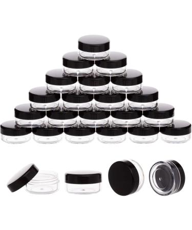 50 Pieces 3 Gram Sample Containers with Lids, Black Sample Jars, BPA Free Tiny Cosmetic Containers for Makeup, Lotion, Eye Shadow, Powder, and Lip Balms Black 3g-50 Count