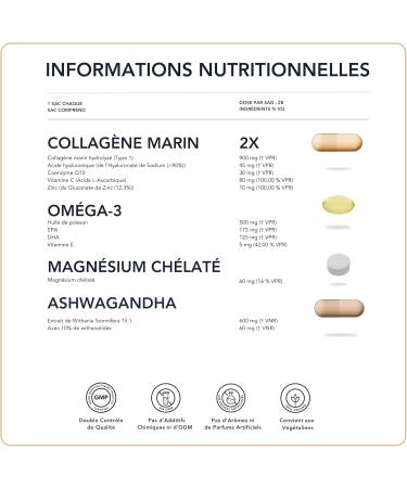 Powerful Supplement of Ashwagandha Magnesium Omega-3 and Marine Collagen Complete Wellness and Muscle Recovery 28 Sachets Daily - Buy Online on GoSupps.com