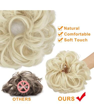 Platinum Blonde Messy Bun Hair Scrunchies - 2 PCS Curly Updo Extensions for Women & Girls - Buy Online on GoSupps.com