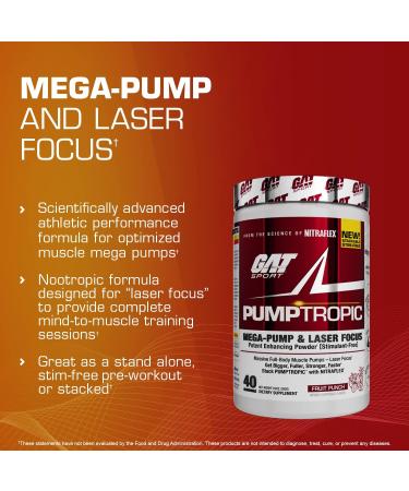 GAT Sport Pumptropic Mega-Pump & Laser Focus Powder | Stimulant-Free Strawberry Mango | 40 Servings | International Shipping - Buy Online on GoSupps.com