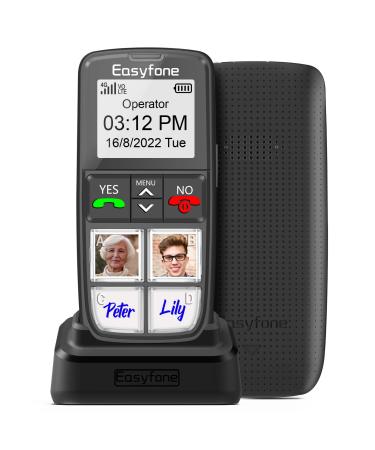 Easyfone T6 4G SIM-Free Easiest-to-Use Senior Mobile Phone | 4 Large Direct Picture Dial Buttons | SOS Button | Charging Dock | Special Design for Advanced Age Elderly Dementia Alzheimer's and Kids