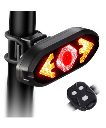 Bike Tail Light with Turn Signals Wireless Remote Control Waterproof Bicycle Rear Light Back USB Rechargeable Ultra Bright Safety Warning Cycling Taillight for Night