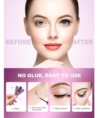 Magnetic Eyelashes with Eyeliner 6-Pair Long Lasting Magnetic Lashes Reusable 2 Tubes of Magnetic Eyeliner No Glue Needed Eye Lashes with Scissors Tweezers & Mirror Case - Buy Online on GoSupps.com