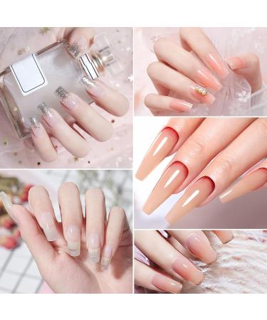 DMQ Poly Gel Nail Kit - Clear & Nude Builder Gel Set for Nail Extensions | Starter Kit for Beginners with Form, Brush, and Cuticle Remover - Buy Online on GoSupps.com