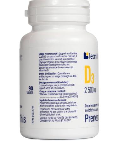 LEANFIT Vitamin D3 2500 IU Extra Strength 90 Tablets - To Keep Your Bones Strong Take This - Helps Prevent Vitamin D Deficiency - Sugar-Free Non-GMO Gluten-Free - Buy Online on GoSupps.com