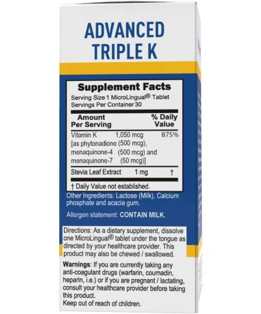 Buy Superior Source Advanced Triple K 30 MicroLingual Instant Dissolve Tablets - High Potency Vitamin K Supplement - Buy Online on GoSupps.com