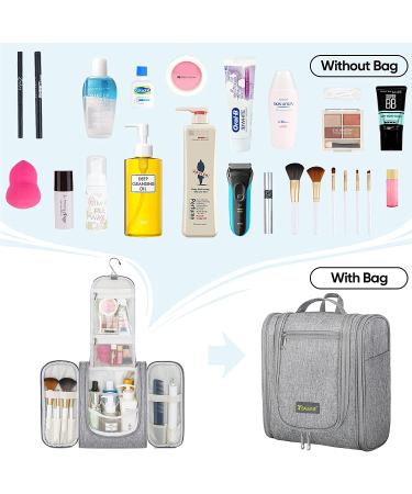 Baleine Water-Resistant Toiletry Bag for Women and Men - Large Gray Makeup Organizer with Hanging Hook - Buy Online on GoSupps.com