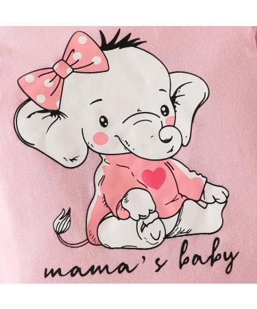 UUAISSO Baby Girls Cow Print Ruffled Outfit | Long Sleeve Tops & Pants Set 6-12 Months - Pink Elephant | Infant Clothing Gift - Buy Online on GoSupps.com