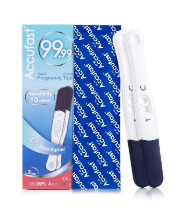 Accufast pregnancy test 2 pieces of early detection HCG test 10 Miu for 4 days in advance results 99.99% accuracy urine fertility test with urine cup - German manual 2 pieces - New upgrade - Buy Online on GoSupps.com