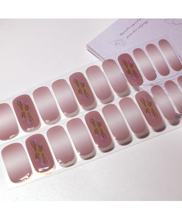 DMQ DMQ Semi Cured Gel Nails Strips - 22 Stickers Nail Wraps Soft Self-Adhesive Gel Nail Stickers Long Lasting Spring Flower Gradient Gel Nail Wraps - UV/LED Lamp Required Purple Gradient Flower - Buy Online on GoSupps.com