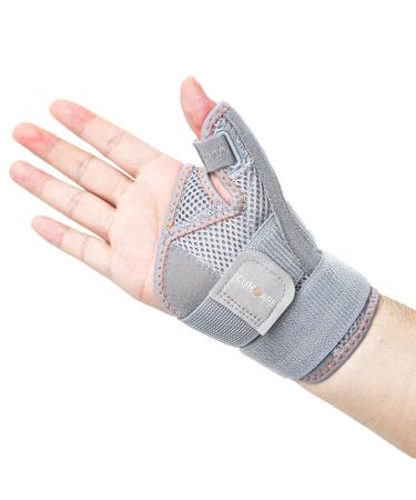 CURECARE New Upgraded Thumb Spica Splint Comfortable CMC Thumb Brace for Right & Left Hand Universal Size Thumb Support for Arthritis Tenosynovitis CMC Joint Repetitive Injuries (Grey)
