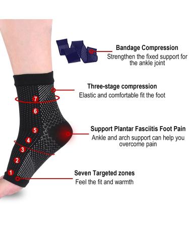 2 Pairs Black Compression Socks and 2 Ankle Support Arch and Ankle Support Plantar Fasciitis Care Breathable and Adjustabl - Buy Online on GoSupps.com