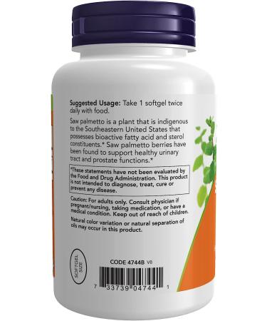 NOW Supplements Saw Palmetto Extract 160mg for Men's Health - 240 Softgels - Buy Online on GoSupps.com