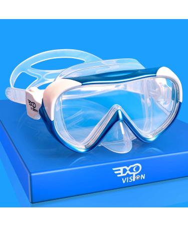 Kids Snorkel Swim Mask, Child Diving Mask Anti-Fog Swim Goggles with Nose Cover for Snorkeling Diving Swimming Blue