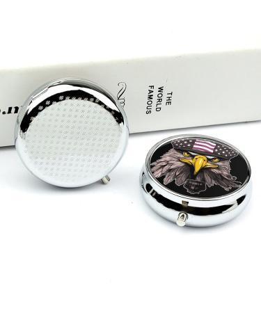 Portable 3-Compartment Pill Box with Eagle Design - Travel Pill Organizer for Purse & Pocket - Buy Online on GoSupps.com