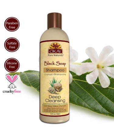 OKAY African Black Soap Shampoo 12oz - Nourishing & Moisturizing Hair Care | International Shipping Available - Buy Online on GoSupps.com