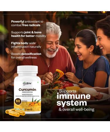 Oribite Curcumin with Black Pepper High Absorption Turmeric Root Extract Supplement for Joint Heart & Immune Support Natural Antioxidant & Inflammation Response Support 60 Capsules Non-GMO (4) - Buy Online on GoSupps.com
