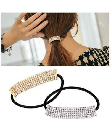 Sparkling Crystal Rhinestone Ponytail Holder | Elastic Hair Tie for Women | 1Pcs (Silver Tone) - Buy Online on GoSupps.com