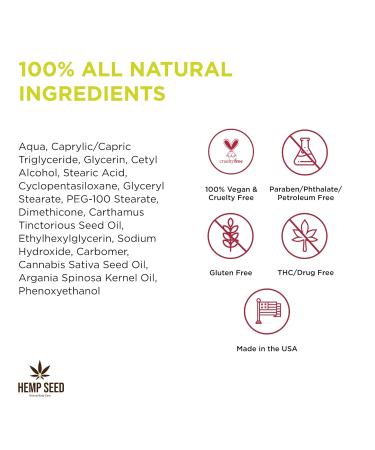 Hemp Seed Hand & Body Lotion - Soothe Dry Skin - Argan Oil Hemp Seed Oil - Light Non-Greasy Formula - Vegan & Cruelty Free Unscented 16 Fl Oz (Pack of 1) - Buy Online on GoSupps.com