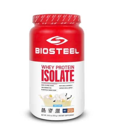 BIOSTEEL Whey Protein Isolate Powder Supplement Grass-Fed and Non-GMO Post Workout Formula Vanilla 24 Servings Vanilla 24 Servings