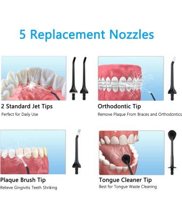 Water Dental Flosser Cordless - 300ML Portable Oral Irrigator with 3 Modes, 5 Water Jet Tips, IPX7 Waterproof - Teeth Cleaner for Braces, Travel - Black - Buy Online on GoSupps.com