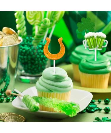 auwiyd 36 PCS St. Patrick's Day Cupcake Toppers Green Shamrock Cupcake Food Picks Clover Decorations for Irish St Patrick's Day Party Cake Decorations Supplies - Buy Online on GoSupps.com