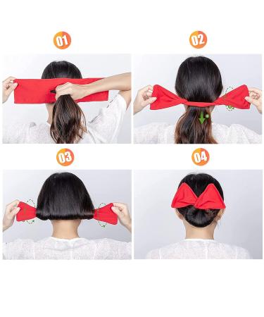 Qazuwa Magic Hair Node - French Twist Bun Maker | 4-Piece Donut Hair Dutt Set for Thick & Long Hair - Available in Red Black Pink White - Buy Online on GoSupps.com