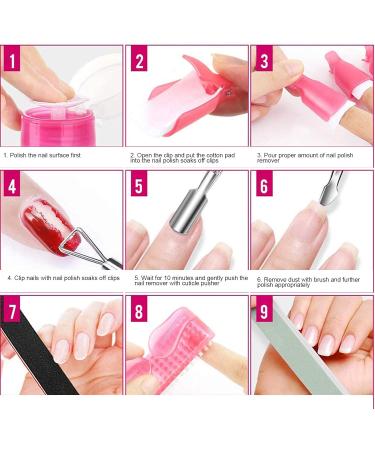 Nail Manicure Tools Set Nail Remover Tools Set Cuticle Cutter Pusher Nail Files Nail Wipe Cotton Pads for Shaping Removing and Polish Soak Off Clips - Buy Online on GoSupps.com